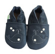 Kožené capáčky Barefoot Vel. M (6-12 měs.) Hopi Hop - Velryba Bublík navy