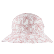 Letní dívčí klobouk s velkou krempou motýlci starorůžová na bílé - Vel. 52