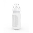 Kojenecká lahev skleněná 240 ml široká silikonový obal  - Iceberg White