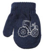Dětské palcové pletené rukavičky s traktorem 9 - 12 měsíců - Tm. modré