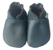 Kožené capáčky děrované Barefoot Vel. XL (18-24 měs.) Hopi Hop - Šedo-modré