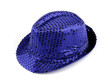 Karnevalový klobouk s flitry - modrá safírová