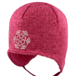 Zimní dívčí zavazovací čepice Vločka kamínky Růžová RDX - Vel. 2
