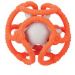 Kousátko silikonové míč 2v1 bez BPA 10 cm - Oranžovo-šedá