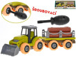 Traktor 28 cm šroubovací volný chod s vlečkou a kládami 
