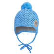 Čepice pletená zavazovací drobný vzor bambule Outlast® Sv. modrá - Vel. 2 (39-41 cm)