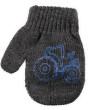 Dětské palcové pletené rukavičky s traktorem 9 - 12 měsíců - Tm. šedé
