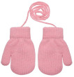 Zateplené zimní rukavice se šňůrkou třpytivé 4 - 6 let - Pudrová