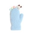 Dětské zimní huňaté palčáky s lamou a bambulkami  2 - 3 roky - Sv. modrá