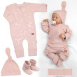 Rostoucí žebrovaný overálek, čepička a botičky Nature - růžová Baby Nellys - Vel. 62/68