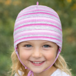 Dívčí kojenecká čepice vázací s proužky RDX Lurex proužky - Vel. 00