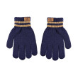 Dětské pletené prstové rukavice s nášivkou 6 - 8 let - Tm. modré