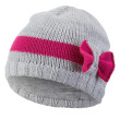 Čepice pletená mašle Outlast ® - sv.šedá-růžová - Vel.1 (36-38cm)