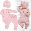Žebrovaná rostoucí souprava 3D Baby Girl Pudrově růžová - Vel. 56/62
