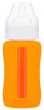 Kojenecká lahev skleněná 240 ml široká silikonový obal  - Oranžová