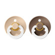 Dudlíky kaučuk 2 ks 0-6 měsíců Colour Bibs - Vanilla/dark oat noční