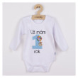 Body s potiskem New Baby Už mám 1 rok  Vel. 80 modré
