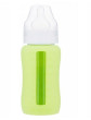 Kojenecká lahev skleněná 240 ml široká silikonový obal  - Zelená hrášková