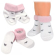 Bavlněné dětské ponožky s chlupáčkovým lemem, Srdíčka - bílé, 1 pár - Vel. 80-86