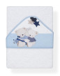 Dětská osuška froté 100 x 100 cm Interbaby v dárkovém balení - Spící medvídek + modrá
