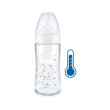 Skleněná kojenecká láhev NUK FC s kontrolou teploty 240 ml - Bílá
