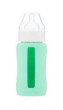 Kojenecká lahev skleněná 240 ml široká silikonový obal  - Zelená mátová
