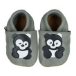 Kožené capáčky barefoot 12-18 m Afelo - PANDA na šedé