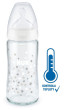 Skleněná kojenecká láhev NUK FC s kontrolou teploty 240 ml - Bílá