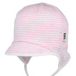 Kojenecká kšiltovka vázací madeira růžové proužky RDX - Vel. 00