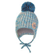Čepice pletená zavazovací bambule LA Outlast ® Modrý melír - Vel. 3 (42 - 44 cm)