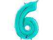 Fóliový balónek modrá Tiffany 66 cm číslice - 6