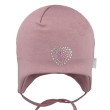 Dívčí kojenecká zavazovací čepice Srdíčko Pudrova RDX - Vel. 0