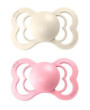 Bibs dudlíky silikon 2 ks Supreme 0-6 měsíců  - Ivory-baby-pink 