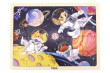 Dřevěné puzzle - zvířátka ve vesmíru 