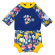 Plavky Happy Nappy kostýmek 3/4 rukáv Sunsuit Garden Delight - Vel. M (3-8 měs.)