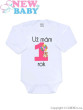 Body s potiskem New Baby Už mám 1 rok růžové vel 80