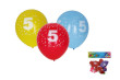 Balónek nafukovací 30 cm - sada 5 ks, s číslem - 5
