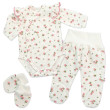 Bavlněná 3D sada zavinovací body, polodupačky + rukavičky Amélie bílá/růžová MBaby - Vel. 56
