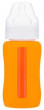 Kojenecká lahev skleněná 240 ml široká silikonový obal  - Oranžová