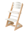 Dětská rostoucí židle Jitro Plus PŘÍRODNÍ VÍCEBAREVNÁ - Bílá + lněný podsedák