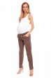 Těhotenské kalhoty s pružným, vysokým pásem Cappucino - Vel. S/M