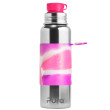 Nerezová láhev se sportovním uzávěrem, Pura 850 ml  - Růžovo-bílá