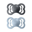 Bibs symetrické dudlíky silikon 2 ks Supreme 6-36 měsíců  - Iron/baby blue