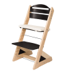 Dětská rostoucí židle Jitro Plus PŘÍRODNÍ VÍCEBAREVNÁ - Černá + lněný podsedák