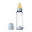 Antikoliková skleněná láhev s kaučukovým dudlíkem 240 ml Bibs - Baby blue
