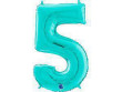 Fóliový balónek modrá Tiffany 66 cm číslice - 5