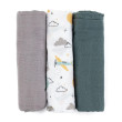 Sada plenek bambusová mušelínová 3 ks 68 x 68 cm Petite&Mars Moussy - Grey Planes