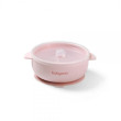 Silikonová miska s přísavkou a víčkem BabyOno - Růžová