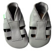 Kožené capáčky Barefoot Vel. M (6-12 měs.) Hopi Hop - Sandálky světle šedé