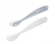 První lžička silikonová 2 ks s pouzdrem  - Pebble / Cloud Blue
